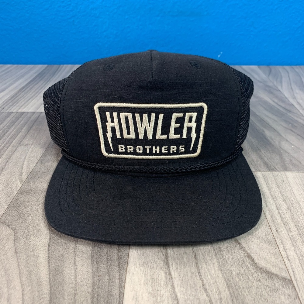 Howler Brothers Men's Black SnapBack Rope Hat Mesh Back Adjustable Howler Bros